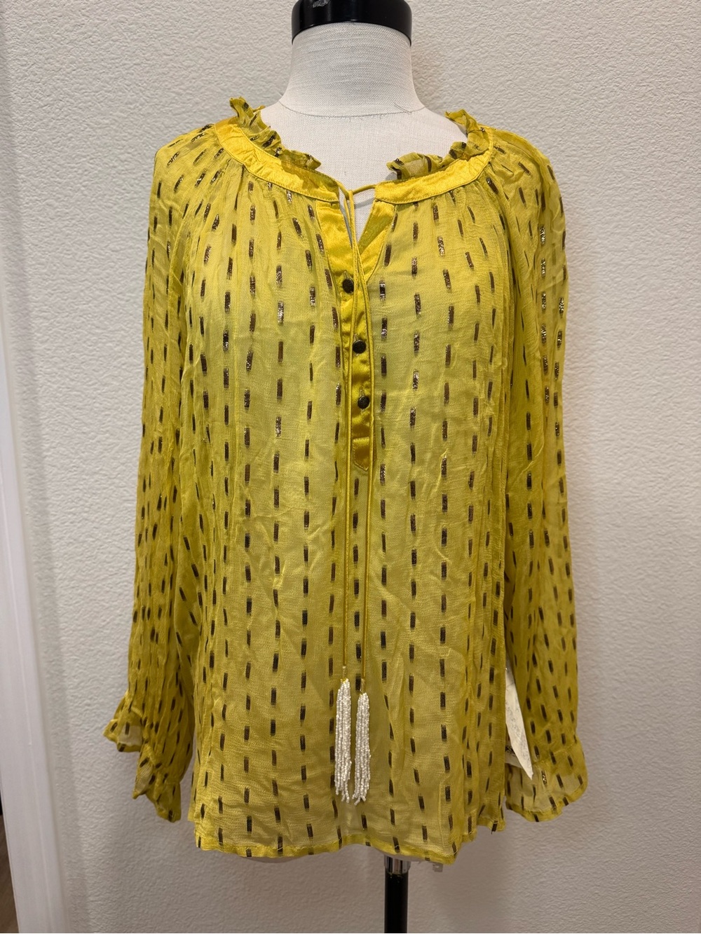 Aratta Silent Journey Maven Blouse in Yellow NWT